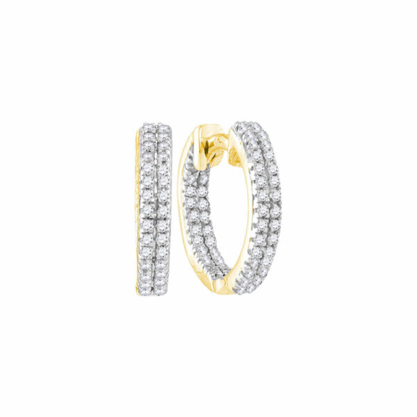 10kt Yellow Gold Womens Round Diamond Hoop Earrings 1/5 Cttw