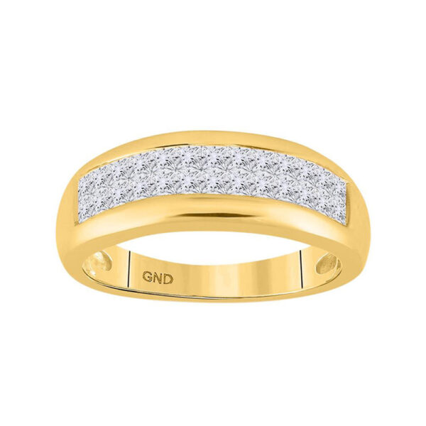 14kt Yellow Gold Mens Princess Diamond Band Ring 1 Cttw