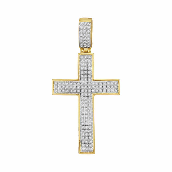 10kt Yellow Gold Mens Round Diamond Cross Charm Pendant 1/2 Cttw