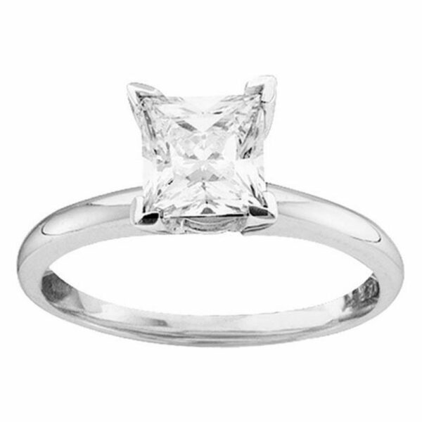 14kt White Gold Womens Princess Diamond Solitaire Bridal Wedding Engagement Ring 1/4 Cttw