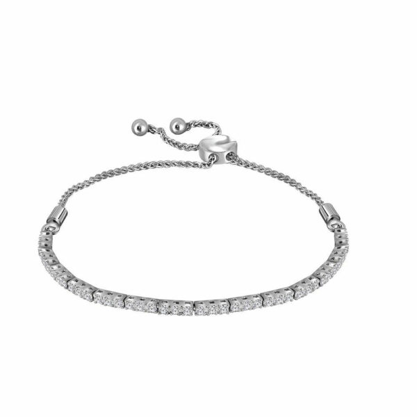 14kt White Gold Womens Round Diamond Bolo Bracelet 1 Cttw