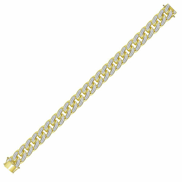 10kt Yellow Gold Mens Round Diamond Cuban Link Bracelet 7 Cttw