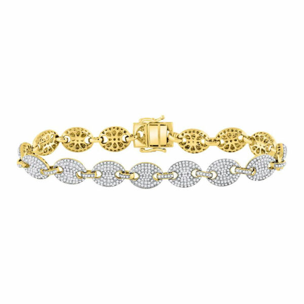 10kt Yellow Gold Mens Round Diamond Gucci Link Fashion Bracelet 5-5/8 Cttw