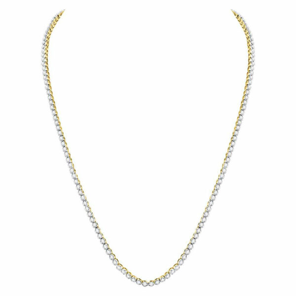 10kt Yellow Gold Mens Round Diamond Studded 26" Tennis Chain Necklace 11-3/8 Cttw