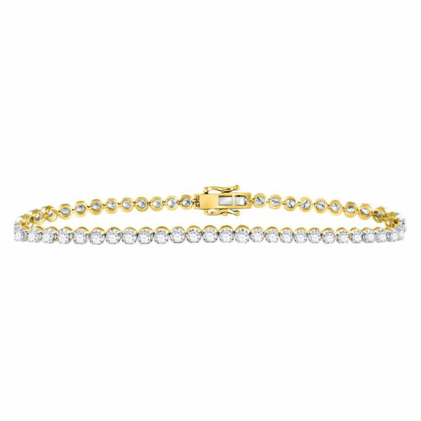 10kt Yellow Gold Mens Round Diamond Studded Tennis Bracelet 8 Cttw