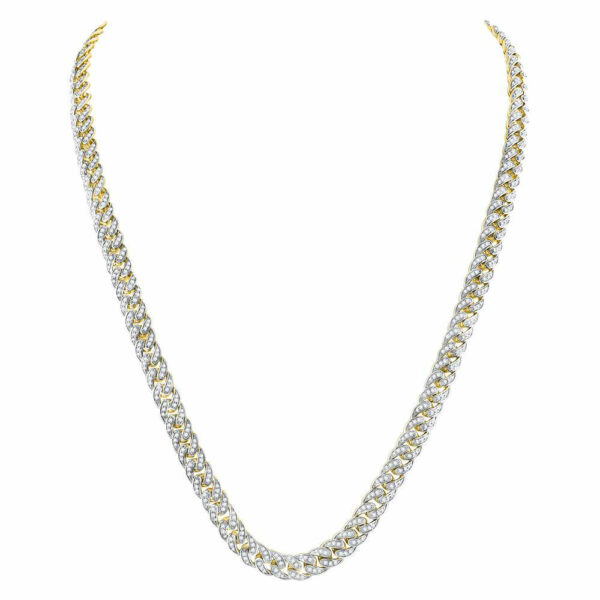 10kt Yellow Gold Mens Round Diamond Cuban Link Chain Necklace 7 Cttw