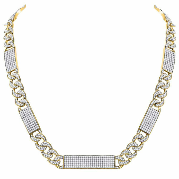 10kt Yellow Gold Mens Round Diamond Cuban Link 24" Necklace 24-1/2 Cttw