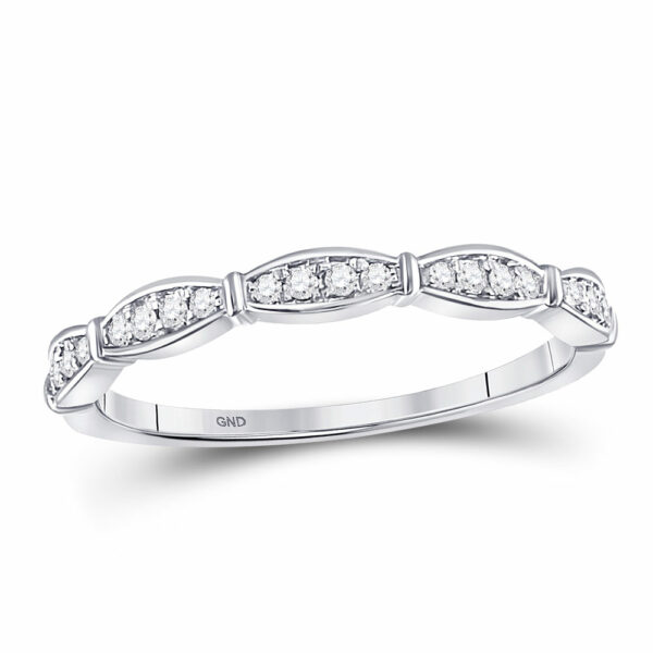 10kt White Gold Womens Round Diamond Stackable Band Ring 1/8 Cttw