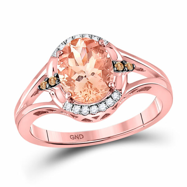 10kt Rose Gold Womens Oval Morganite Fashion Solitaire Ring 2 Cttw