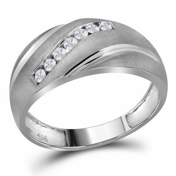 10kt White Gold Mens Round Diamond Band Ring 1/4 Cttw