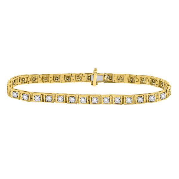 10kt Yellow Gold Womens Round Diamond Fashion Tennis Bracelet 3/4 Cttw