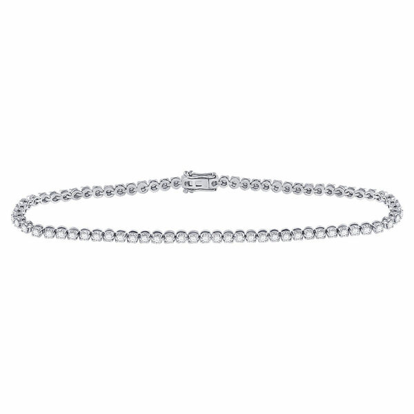 10kt White Gold Womens Round Diamond Studded Tennis Bracelet 1-1/5 Cttw