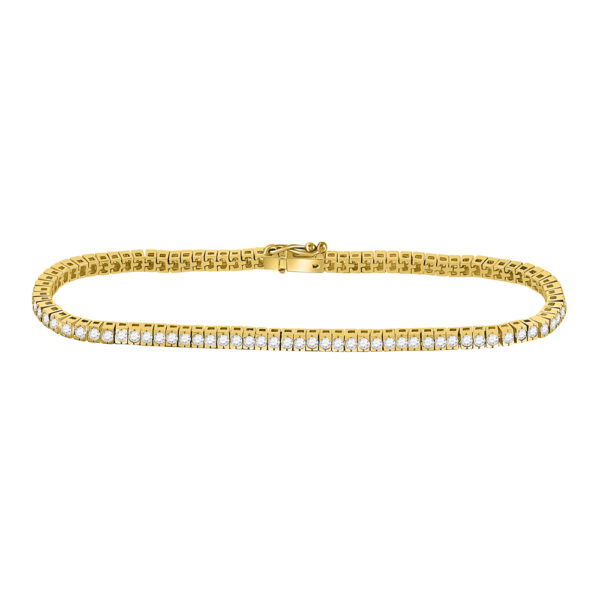 14kt Yellow Gold Womens Round Diamond Classic Tennis Bracelet 2 Cttw