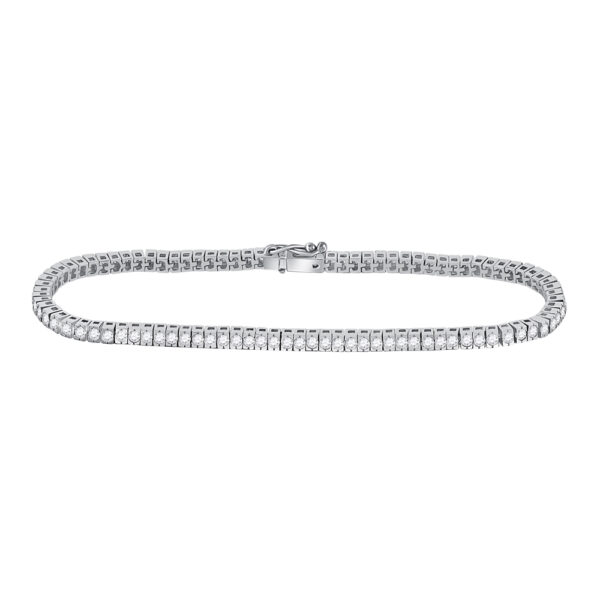 14kt White Gold Womens Round Diamond Timeless Tennis Bracelet 2 Cttw