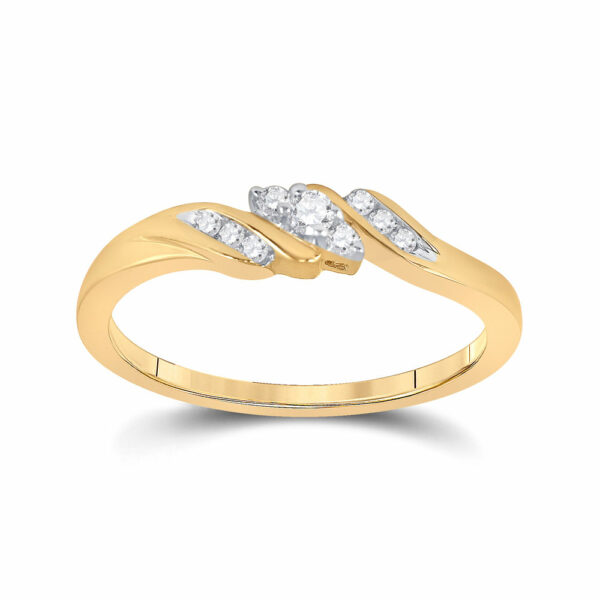 10kt Yellow Gold Womens Round Diamond 3-stone Promise Ring 1/10 Cttw