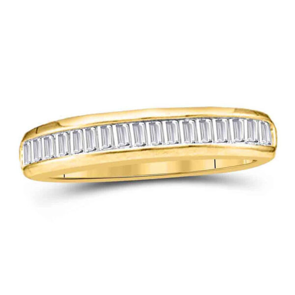 14kt Yellow Gold Womens Baguette Diamond Wedding Anniversary Band Ring 1/6 Cttw