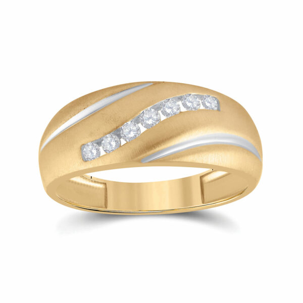 14kt Yellow Gold Mens Round Diamond Band Ring 1/4 Cttw