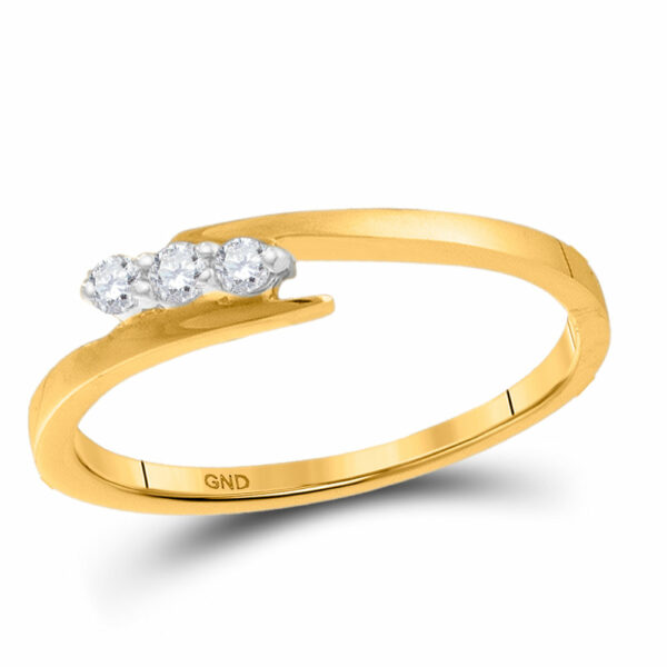 10kt Yellow Gold Womens Round Diamond 3-stone Promise Ring 1/10 Cttw