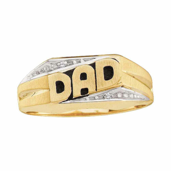 14kt Yellow Gold Mens Round Diamond Dad Father Ring .01 Cttw