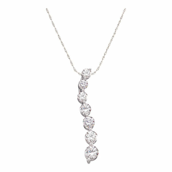 14kt White Gold Womens Round Diamond Journey Pendant 1/2 Cttw