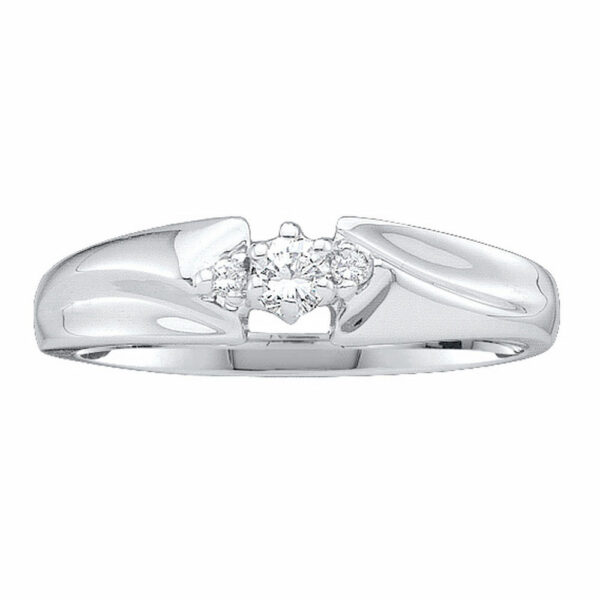 10kt White Gold Womens Round Diamond 3-stone Promise Ring 1/10 Cttw