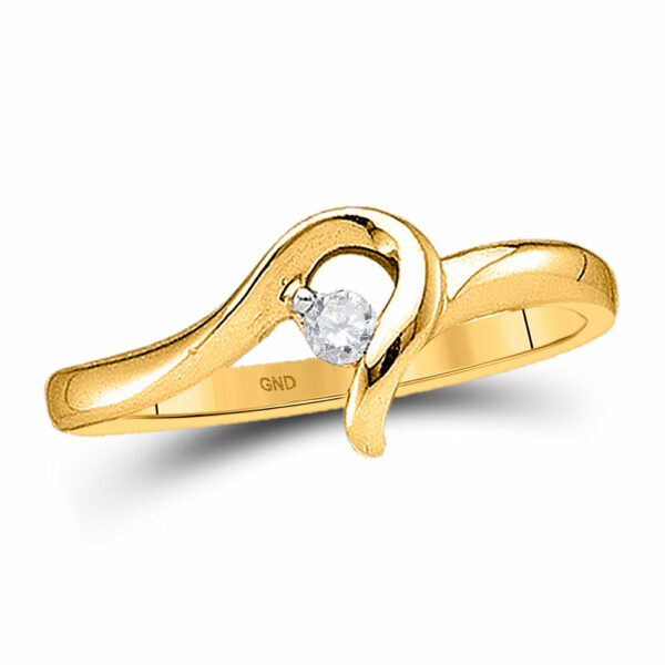 10kt Yellow Gold Womens Round Diamond Solitaire Promise Ring 1/20 Cttw