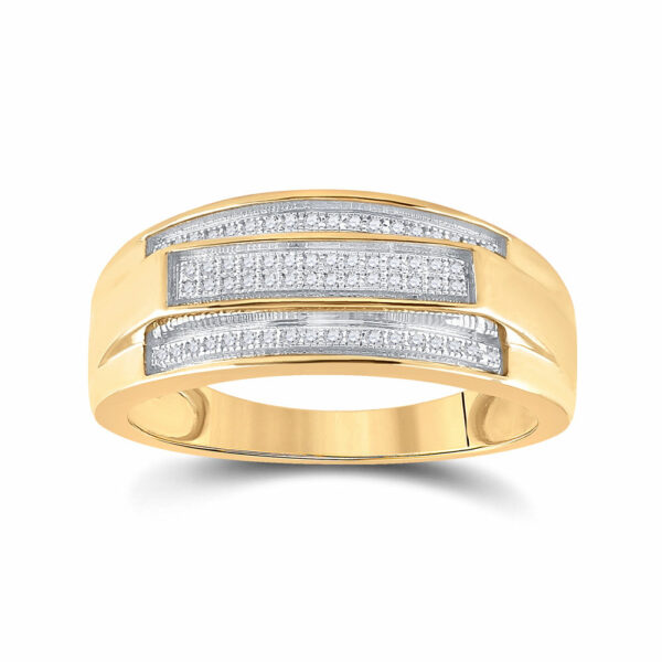 Yellow-tone Sterling Silver Mens Round Diamond Band Ring 1/5 Cttw