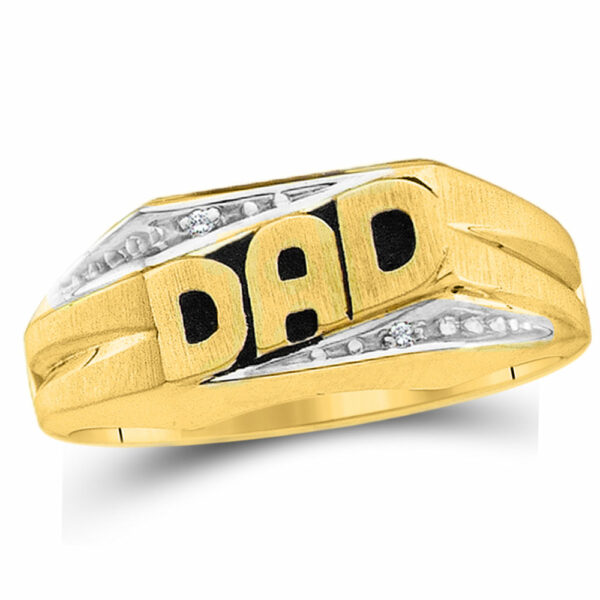10kt Yellow Gold Mens Round Diamond Dad Father Ring .01 Cttw