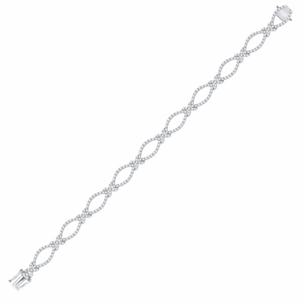 14kt White Gold Womens Round Diamond Link Bracelet 2-3/8 Cttw