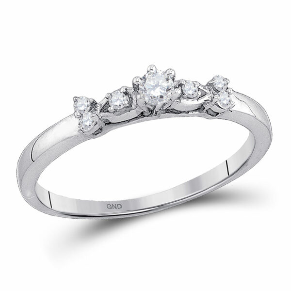 10kt White Gold Womens Round Diamond Solitaire Promise Ring 1/6 Cttw