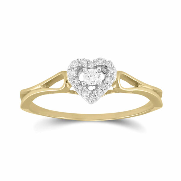10kt Yellow Gold Womens Round Diamond Heart Promise Ring 1/8 Cttw