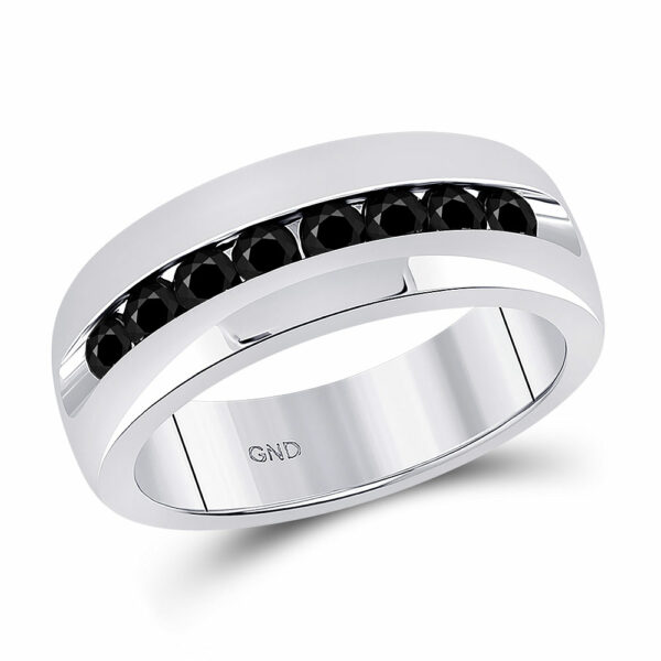 10kt White Gold Mens Round Black Color Enhanced Diamond Fashion Band 1 Cttw