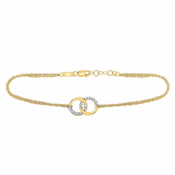 10kt Yellow Gold Womens Round Diamond Linked Circle Fashion Bracelet 1/10 Cttw