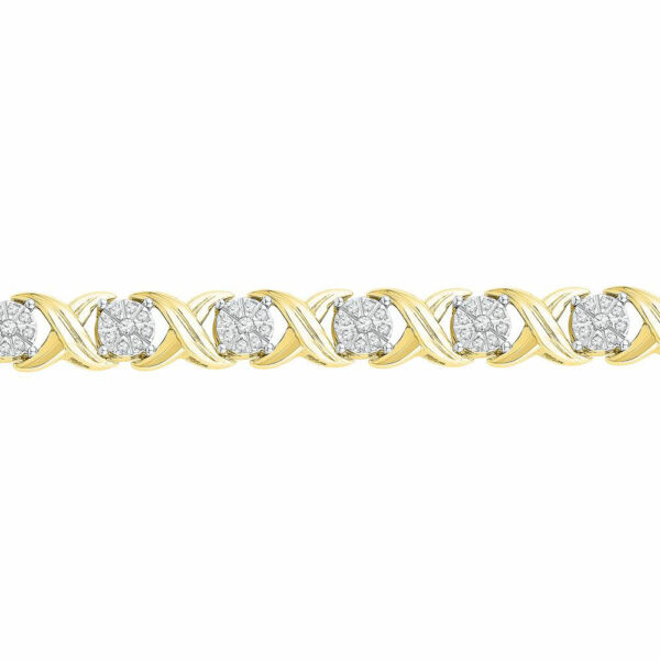 10kt Yellow Gold Womens Round Diamond X Link Fashion Bracelet 1 Cttw