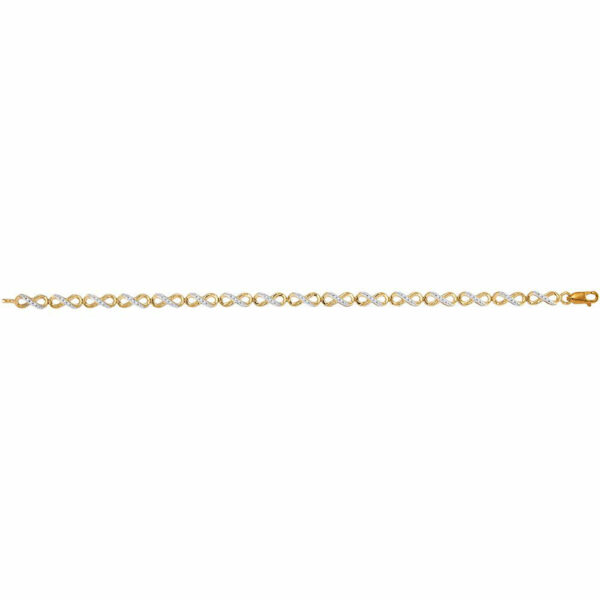 10kt Yellow Gold Womens Round Diamond Infinity Tennis Bracelet 1/4 Cttw